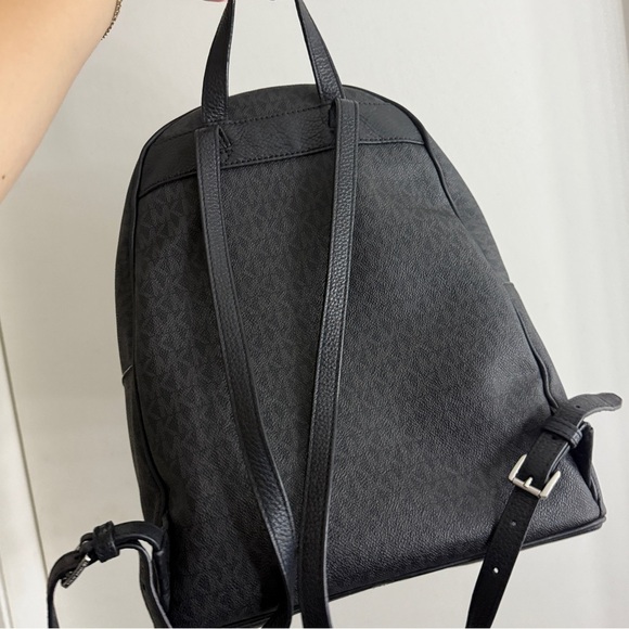 Michael Kors Black Backpack Sleek Design Pebbled Leather - Picture 2 of 6